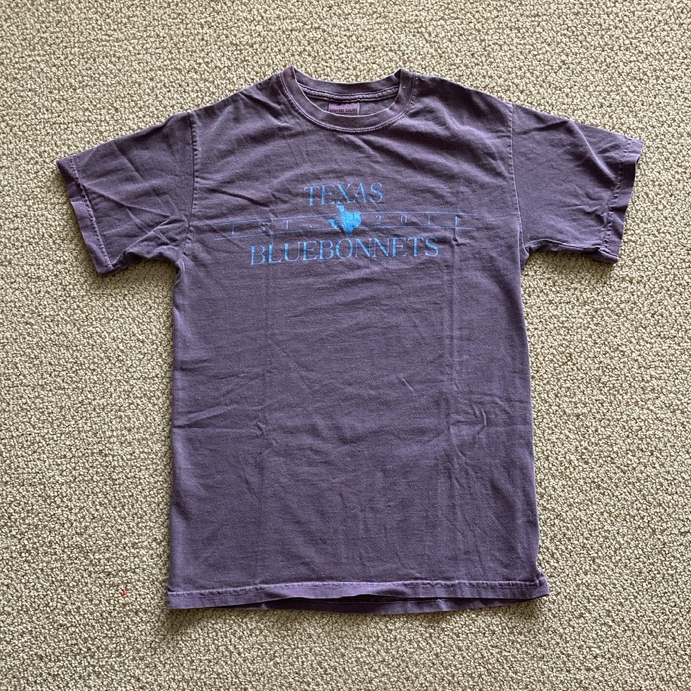 Comfort Colors Texas Bluebonnets Purple Short Sleeve T-Shirt Unisex Sz Small EUC
